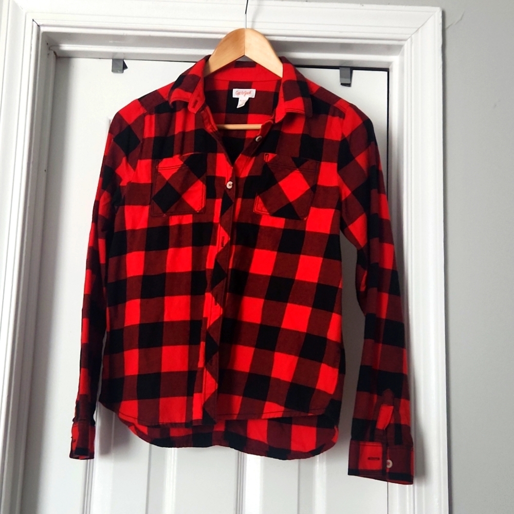 Red Buffalo Plaid Button-Down Shirt Size 14 (XL)